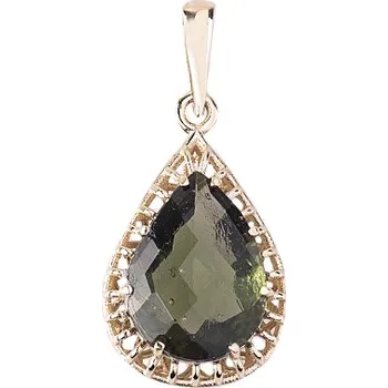 Přívěsek vltavín - zlatý přívěsek - kapka (U4-1387V)