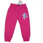 Dívčí tepláky Kugo LT1509 růžové - kočka s fialovou mašlí