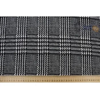 Metráž - Úplet Vis/Ly BÍLOČERNÝ KOSTKA 258 - Bíločerná, 160 cm