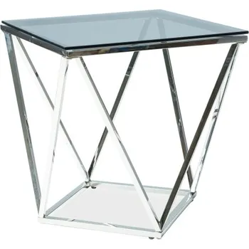 Konferenční stolek Konferenční stolek Silver B III 50 x 50 cm, čirá / stříbrná