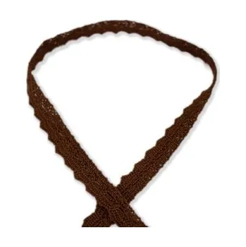Stuha Krajka paličkovaná 15mm HNĚDÁ 73147 - Hnědá, 15 mm