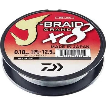 Daiwa šňůra J-Braid Grand X8 Gray-Light 135 m, 0,22 mm, 19,5 kg