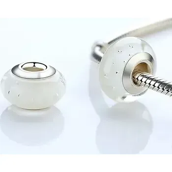 Korálek Korálek bílý s bublinkami na náramek skleněný TOPBEADS