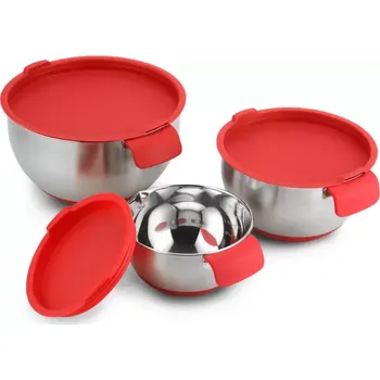 Herzberg Cooking Herzberg HG-04036: Sada 3 kusů míchacích misek s víkem na strouhání