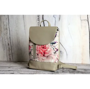 Městský batoh Pavlína Lepší Batoh Timo pivoňky s šedou