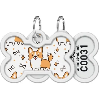 Obojek pro psa Známka QR WAUDOG kost Corgi