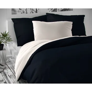 Povlečení Kvalitex Saténové povlečení LUXURY COLLECTION bílá/tmavě modrá povlak na polštářek 40x40 cm