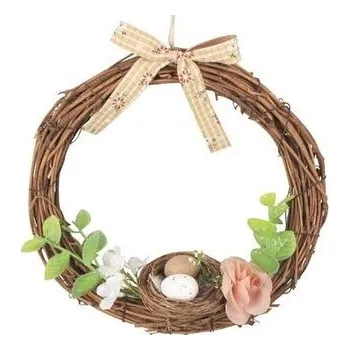 Věnec Věnec s hnízdem a hnědou mašlí 20 cm