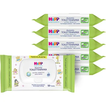 Hygienický ubrousek 6x HiPP Babysanft Vlhčený toaletní papír ULTRA SENSITIVE, 50 ks