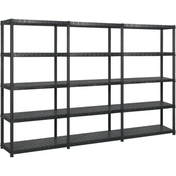 Dílenský regál vidaXL Úložný regál 5patrový černý 255 x 40 x 185 cm plast [3059857]