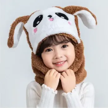 Kukla Plyšová zimní kukla - KRÁLÍČEK - TMAVĚ HNĚDÁ (Značka: JIAYAN)