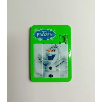 Puzzle Kapesní posunovací puzzle 4 x 4 - LEDOVÉ KRÁLOVSTVÍ - Olaf - zelené (Značka: DATGO)