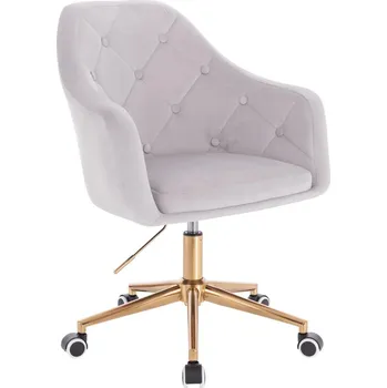 Otočné křeslo Hamar velur na zlaté podstavě s kolečky - světle šedá