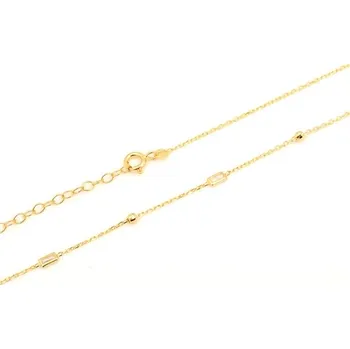 Náhrdelník Dámský náhrdelník ze žlutého zlata se zirkony a kuličkami 40-45 cm ZLNAH176F + DÁREK ZDARMA