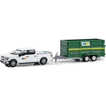 autíčko Ford F-150 XLT 2018 + Přívěs 1:64 Ford F150 XLT with Double-Axle Dump Trailer - kovový model auta 1/64