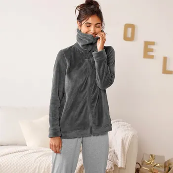 Pánská mikina Blancheporte Fleecová mikina na zip, hebká na dotek antracitová 52