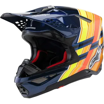 Helma na motorku Přilba SUPERTECH S-M10 edice TROY LEE DESIGNS, ALPINESTARS (modrá perleť/oranžová fluo/žlutá/červená) 2026 (Velikost: XS (obvod 53 - 54 cm))