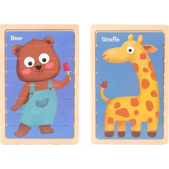 Puzzle Oboustranné dřevěné puzzle (M) - MEDVÍDEK (Značka: BOBYKIDS)