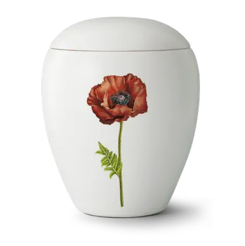 Smuteční dekorace Keramická urna Bianco - Mák