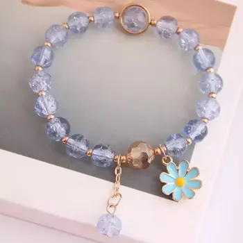 Náramek Korálkový náramek na gumičce - SEDMIKRÁSKA - Modrá (Značka: MEITU)