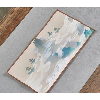 Utěrka Čínská tradiční sametová utěrka - Plovoucí mraky a vzdálené hory