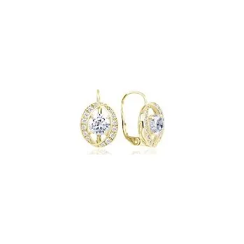 Náušnice Náušnice zlaté Ovál osázený zirkony