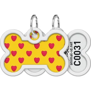 Obojek pro psa Známka QR WAUDOG kost Srdíčka