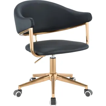 Křeslo Otočné křeslo ekokůže Arendal na zlaté podstavě s kolečky - černé