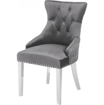 Jídelní židle 2SET zámecká židle CASTLE S RUKOJETÍ šedá samet