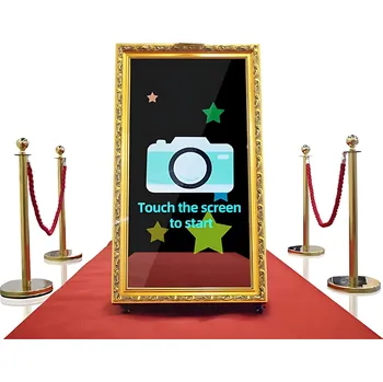 Kancelářská technika Samoobslužná Digitální Fotobudka Retro Vzhled Fotokoutek Rámové Celozrcadlo Párty Koutek Kiosek Selfie Photo Booth na Kolečkách Bílá, úhlopříčka 140cm