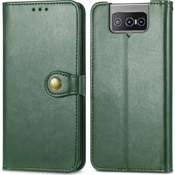 Pouzdro na tablet VSECHNONAMOBIL 34914 LEATHER BUCKLE Peňaženkový obal Asus Zenfone 8 Flip zelený