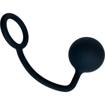 Anální kolík Titus Cock Ring with Anal Ball 60 mm, silikonový erekční kroužek 50 mm s anální koulí 6 cm