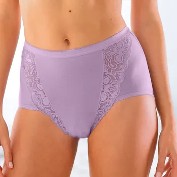 Kalhotky Blancheporte Sada 3 kalhotek super maxi z pružné bavlny s krajkou černý rybíz+lila+malina 50/52