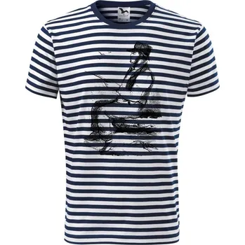 Kreslený pán s kloboukem na rybách - Triko na vodu - XL ( Prouhovaná )