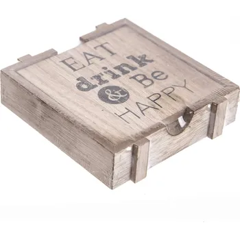 Indecor Podtácky dřevěné 4 ks béžová 13x12x3 cm