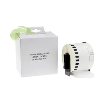 Kotouček do pokladny a tiskárny štítků TONERSYP etikety pro Brother DK-22205, 62mm x 30,48m, role, bílé