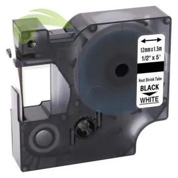 Pásek do tiskárny TONERSYP páska pro Dymo 18055/S0718300, 12mm x 1,5m černý tisk/bílý podklad, smršťovací