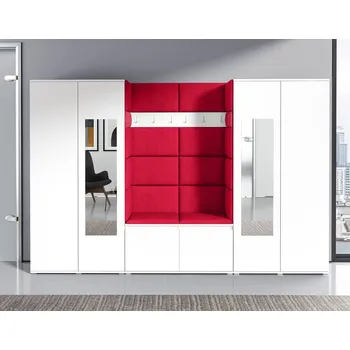 Šatní skříň Předsíňová stěna AMI 10 Červená Bílá Se zrcadlem