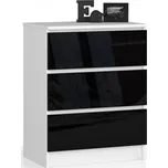 Komoda K60 3SZ - bílá/černá lesk