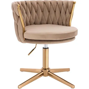 Otočné křeslo Glamour II velur na zlatém kříži - béžový