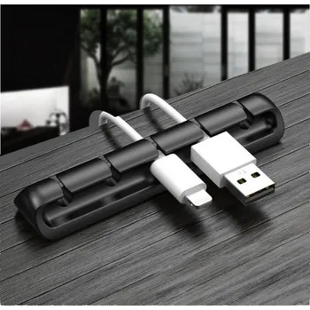 Interex design Samolepicí pětiřadý držák kabelů / Černý matný