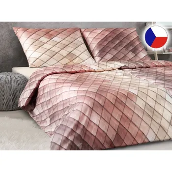 Povlečení Luxusní povlečení bavlněný satén 70x90, 140x200 GEON Symetrie hnědá