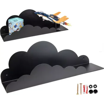 police Kovová nástěnná police ve tvaru mraku, černá