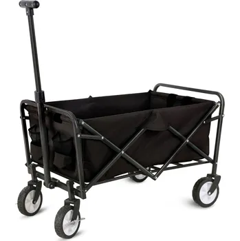Zahradní vozík Skládací ruční vozík s teleskopickou tyčí černý černý rám
