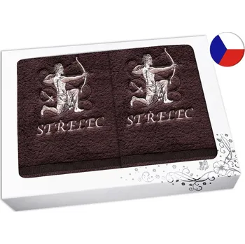 Ručník Luxusní dárková sada ručník + osuška Znamení Střelec hnědá/hnědá