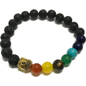 Náramek AWM Náramek z Lávového Kamene - Čakra/Buddha 1ks