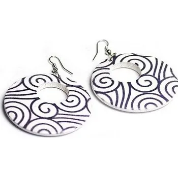 Náušnice Prosperk Náušnice plastové černo-bílé placky spirály S1919