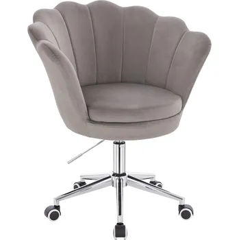 Otočné křeslo Lillesand velur na stříbrné podstavě s kolečky - šedé