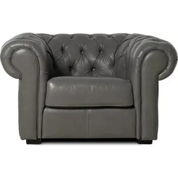 Křeslo Kožené křeslo CHESTERFIELD, šedá (Rimini)