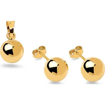 Souprava šperků Zlatá souprava náušnic a přívěsku s kuličkami 7mm IZ27525S + dárkové balení LUXUS zdarma